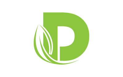 D lettera logo foglia verde versione vettoriale v 14