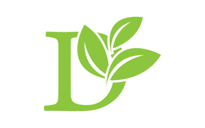 D lettera logo foglia verde versione vettoriale v 26