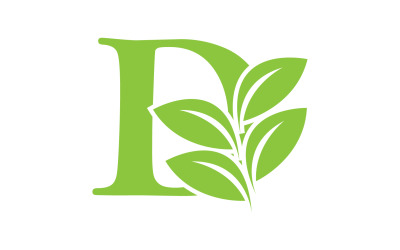 D lettera logo foglia verde versione vettoriale v 28