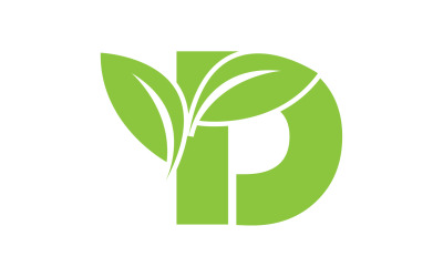 D lettera logo foglia verde vettoriale versione v 6