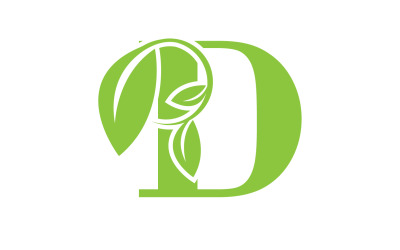 D lettera logo foglia verde versione vettoriale v 56