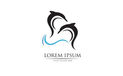 Skok delfina ikona logo wektor wersja v26