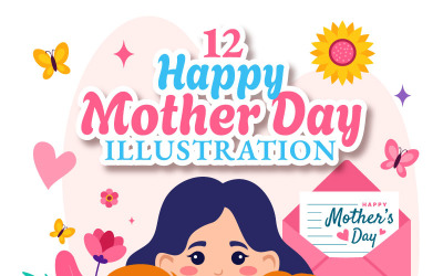 12 Mutlu Anneler Günü İllüstrasyonu
