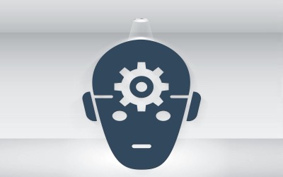 Ai Robot Yüzü Kafa Şeklinde Somunlu Logo Şablonu