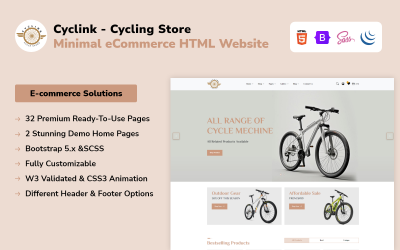 Cyclink - Bisiklet Mağazası Minimal e-Ticaret HTML Web Sitesi