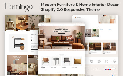 Homingo – Modern bútorok és lakberendezési tárgyak, többcélú Shopify 2.0 reszponzív téma