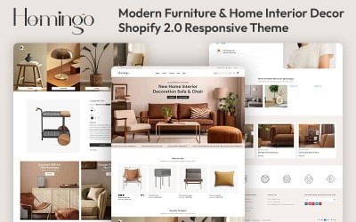 Homingo – moderní nábytek a domácí interiérové dekorace Víceúčelové motivy Shopify 2.0