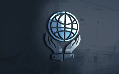 Main tenant le modèle de logo de technologie Globe