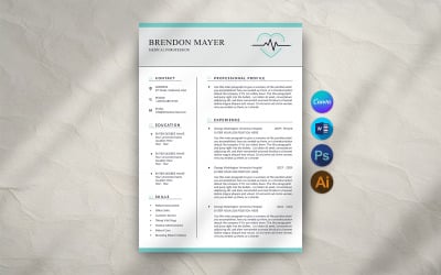 Medical Resume Template Canva &amp;amp; Word
