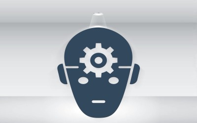 Обличчя робота Ai з гайкою на шаблоні логотипа у формі голови