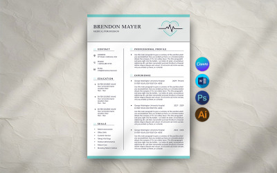 Шаблон медицинского резюме Canva и Word