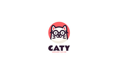 Design de logotipo de mascote simples de gato 1