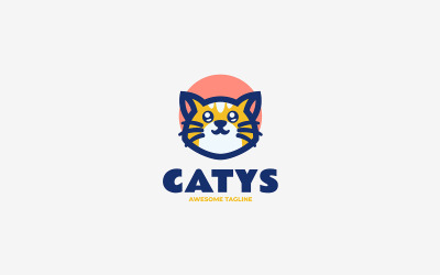 Design del logo della mascotte semplice gatto 2