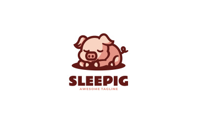 Logo della mascotte semplice del maiale del sonno