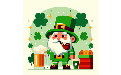 Vector handritad Saint Patrick Day Leprechaun