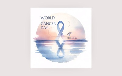 World Cancer Day-bakgrund - Inläggsmall för sociala medier - 05