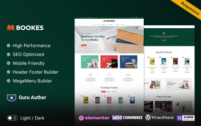 Bookes - Bokhandel och stationär butik Elementor WooCommerce-tema