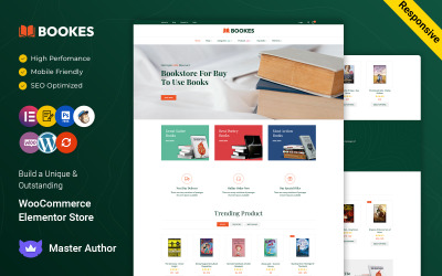 Bookes - Bokhandel och stationär butik Elementor WooCommerce-tema
