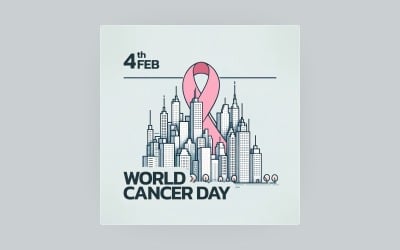 Contexte de la Journée mondiale contre le cancer - Modèle de publication sur les réseaux sociaux - 11