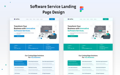 Design da página inicial de serviço de software
