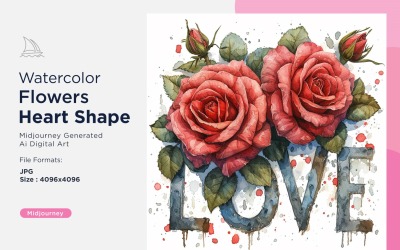 Flowers Heart Shape Cupid's Canvas Painting Love