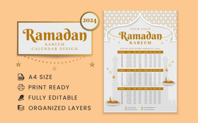 Kalendář Ramadán Kareem na rok 2024
