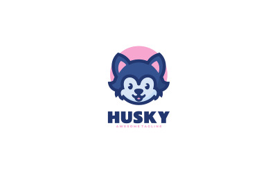 Logo kreskówki maskotka psa husky