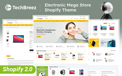 Techbreez — responsywny motyw Shopify 2.0 dla wielofunkcyjnego sklepu z elektroniką