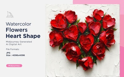 Fiori a forma di cuore Quadro su tela di Cupido Amore 04