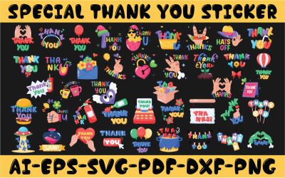 Special Thank you Sticker Vector Icons