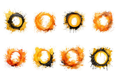 Abstract colorful rainbow watercolor Splash Circle Frame