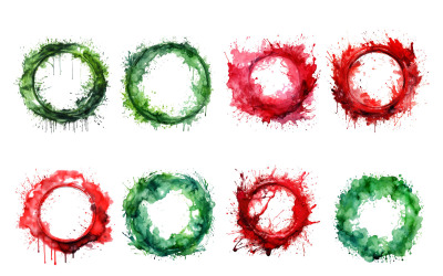 Akvarell Rainbow Splash Circle Frame PNG
