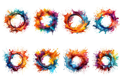 Ensemble de cadres de cercle abstrait coloré arc-en-ciel splash