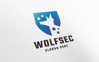 Modello di logo scudo sicuro lupo