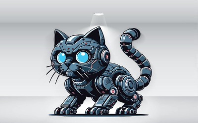 Vector de plantilla de ilustración de gato robot megatrónico