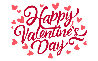 Lettering Happy Valentine’s Day handwritten calligraphy poster. Free Vector on a white background.