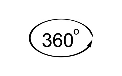 Icône de rotation d&amp;#39;angle de 360 degrés, symbole du logo version v36