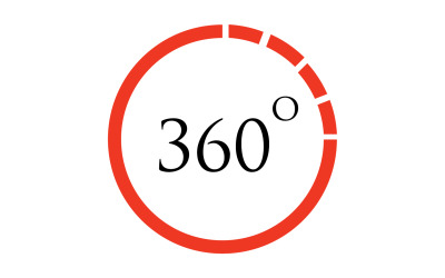 Rotación de ángulo de 360 grados icono símbolo logo versión v13