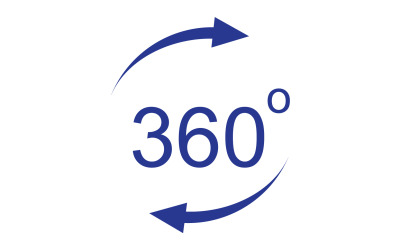Rotación de ángulo de 360 grados icono símbolo logo versión v38