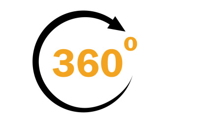 Rotación de ángulo de 360 grados icono símbolo logo versión v3