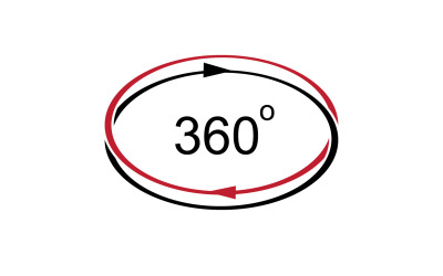 Rotación de ángulo de 360 grados icono símbolo logotipo versión v20