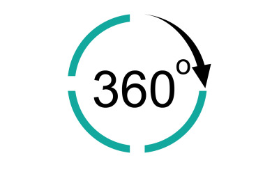 Rotación de ángulo de 360 grados icono símbolo logotipo versión v22
