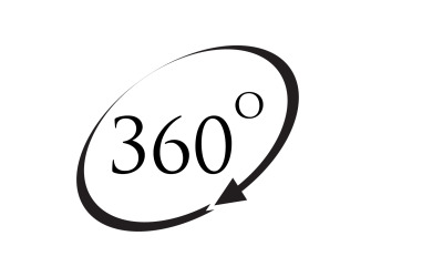 Rotación de ángulo de 360 grados icono símbolo logo versión v51