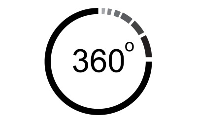 Rotación de ángulo de 360 grados icono símbolo logo versión v56