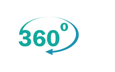 Versão do logotipo do símbolo do ícone de rotação de ângulo de 360 graus v59