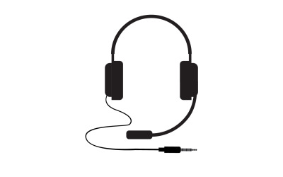 Logo de podcast de musique casque vecteur v49