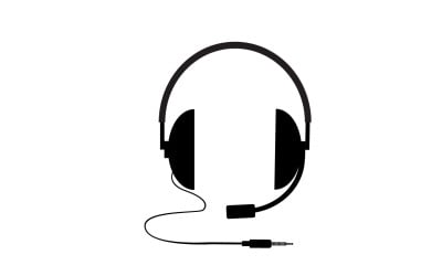 Logo hudebního podcastu pro sluchátka vektorové v56