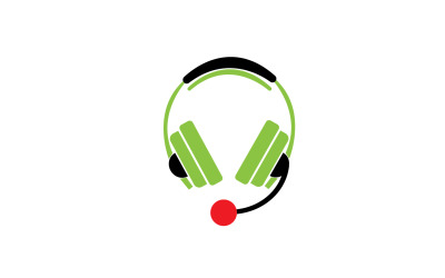 Logo podcastu muzycznego na słuchawkach, wektor v32