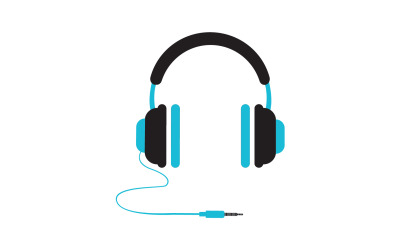 Logo podcastu muzycznego na słuchawkach, wektor v33