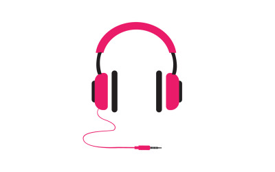 Logo podcastu muzycznego na słuchawkach, wektor v36